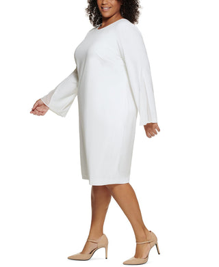 Calvin Klein Women's Flared Sleeve Sheath Dress White Size 20W