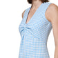 Calvin Klein Women's Knot Front Gingham Midi Dress Blue Size 8