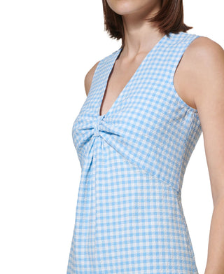 Calvin Klein Women's Knot Front Gingham Midi Dress Blue Size 8