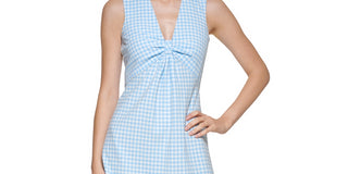 Calvin Klein Women's Knot Front Gingham Midi Dress Blue Size 8