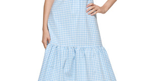 Calvin Klein Women's Knot Front Gingham Midi Dress Blue Size 8
