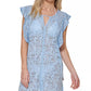 Tommy Hilfiger Women's Eyelet Flutter Sleeve Swim Cover Up Swimsuit Blue Size Large