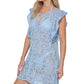 Tommy Hilfiger Women's Eyelet Flutter Sleeve Swim Cover Up Swimsuit Blue Size Large