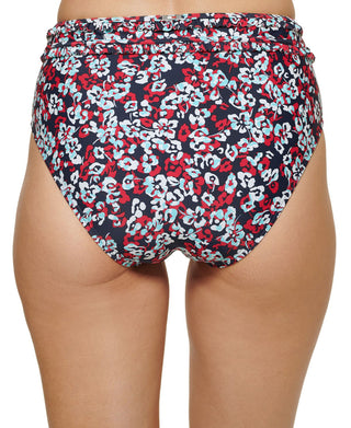 Tommy Hilfiger Women's Floral-Print High-Waist Bikini Bottoms Swimsuit Blue