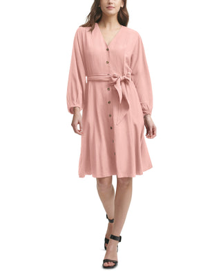 Calvin Klein Women's Belted A Line Dress Orange Size 8