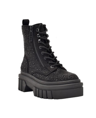GUESS Women's Ferine Embellished Combat Boots Black Size 10 M