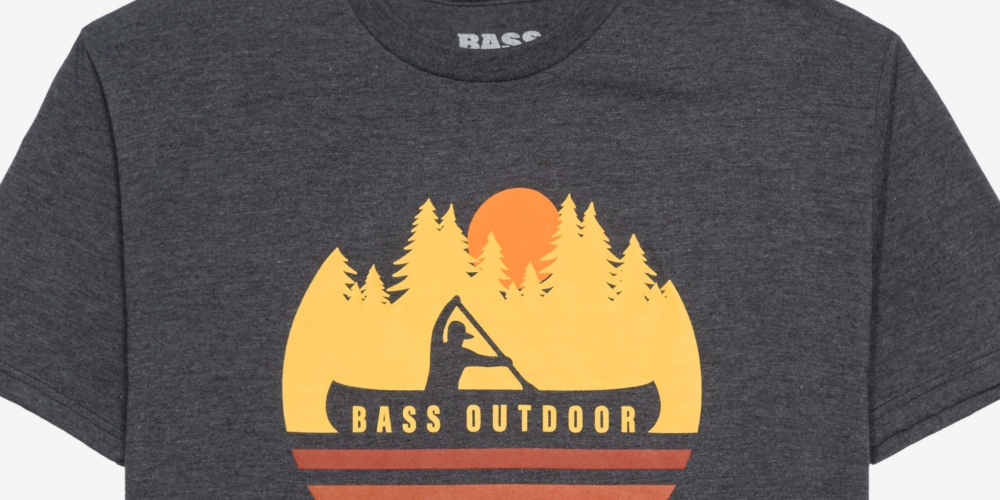 Bass Outdoor Men's Paddled T-shirt Gray Size Small