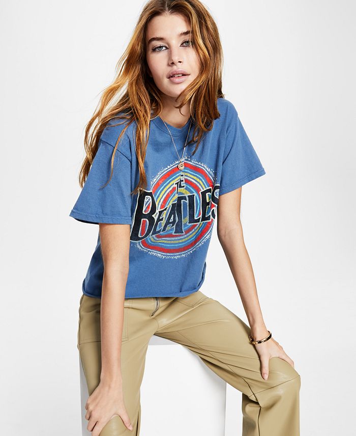 Junk Food Women's Cotton The Beatles Graphic Print Tee Blue Size X-Large