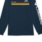 Columbia Men's Classic Fit Stripe Logo Graphic Long Sleeve T-Shirt Blue Size Small