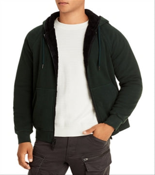 John Varvatos Men's Trenton Sherpa Lined Hoodie Green Size Medium