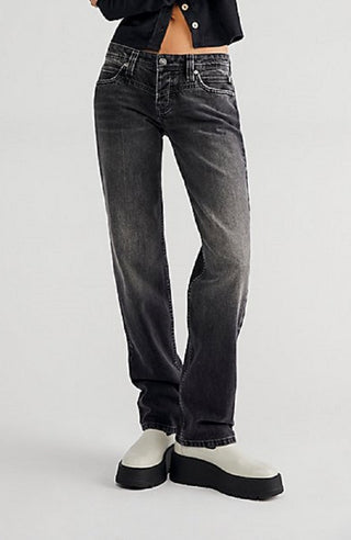 Free People Women's Shelby Boyfriend Jeans Black Size 25