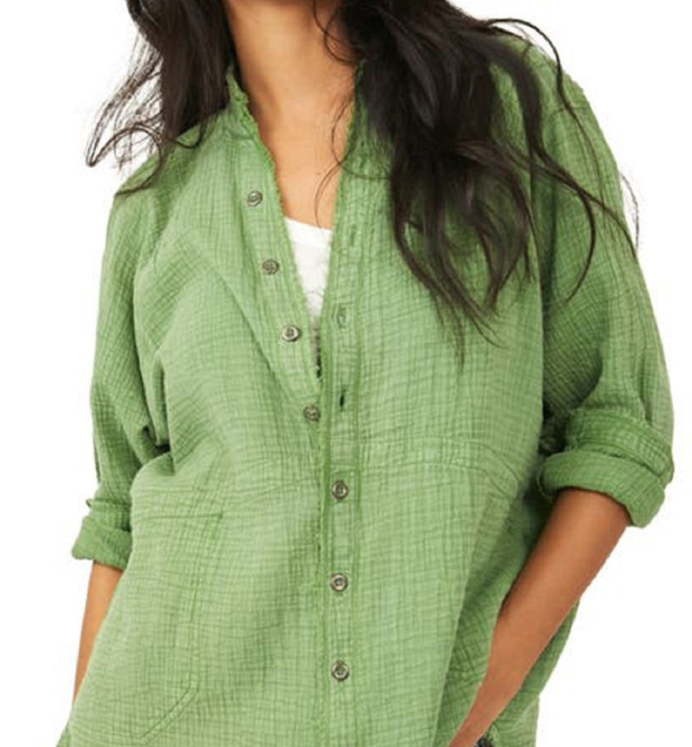Free People Women's Summer Daydream Tunic Shirt Green Size X-Small