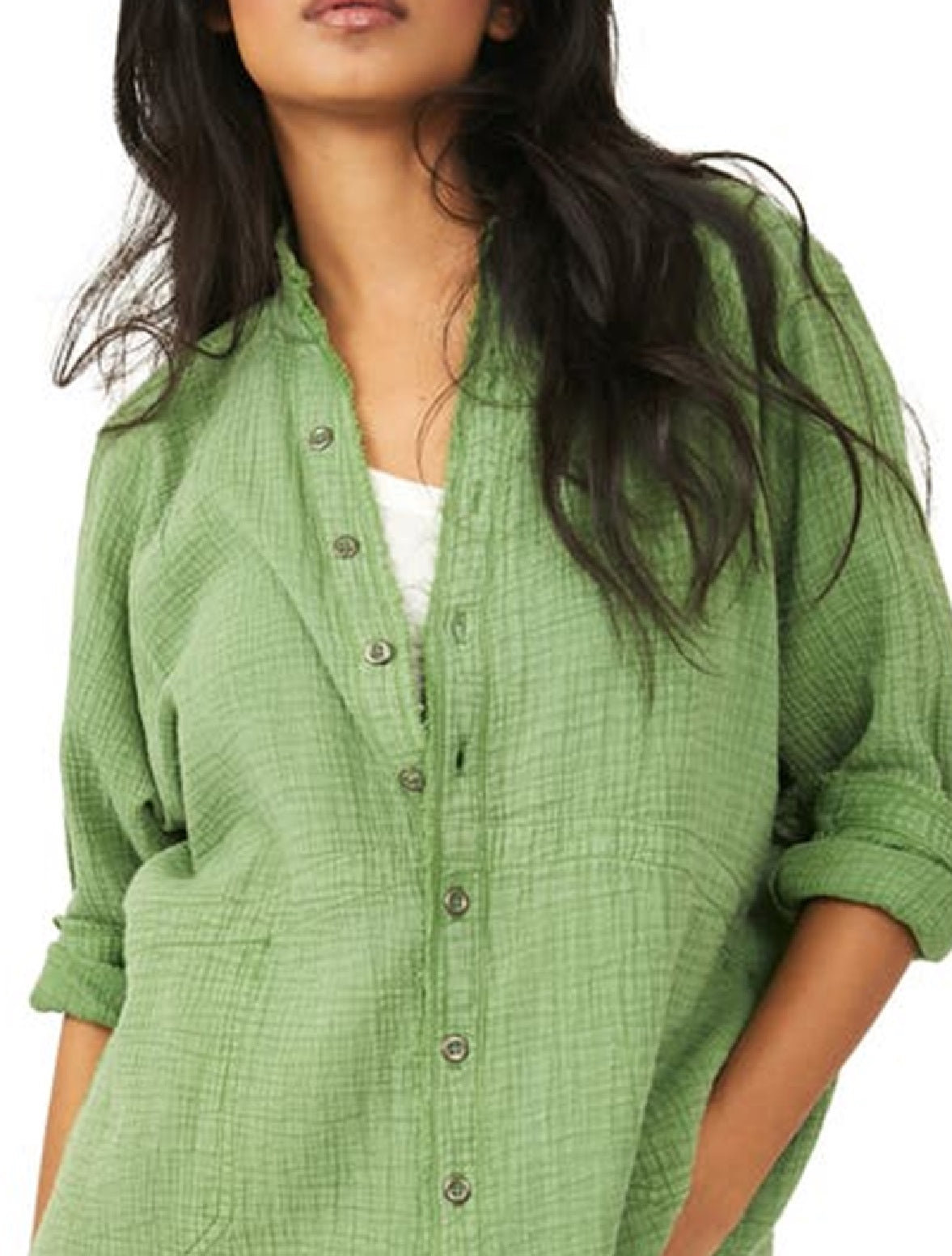 Free People Women's Summer Daydream Tunic Shirt Green Size Large