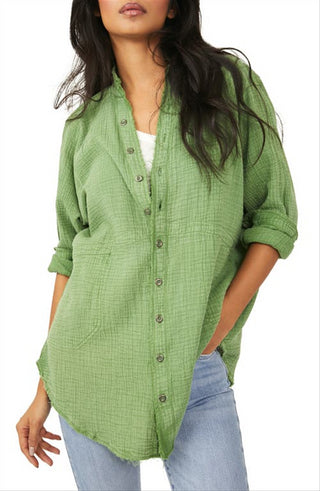 Free People Women's Summer Daydream Tunic Shirt Green Size Large