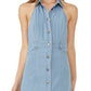 Free People Women's Sami Denim Halter Minidress Blue Size Medium