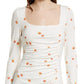 Free People Women's Celia Floral Square Neck Long Sleeve Dress White Size X-Small
