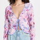 Free People Women's Venice Floral Tie Front Top Purple Size X-Small