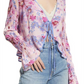Free People Women's Venice Floral Tie Front Top Purple Size Small