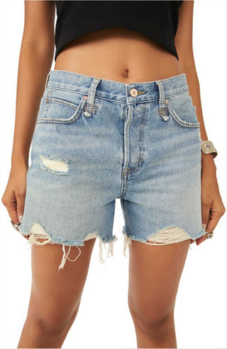 Free People Women's Makai High Waist Cutoff Shorts Blue Size 28