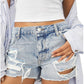 Free People Women's Maggie Distressed Shorts Blue Size 26