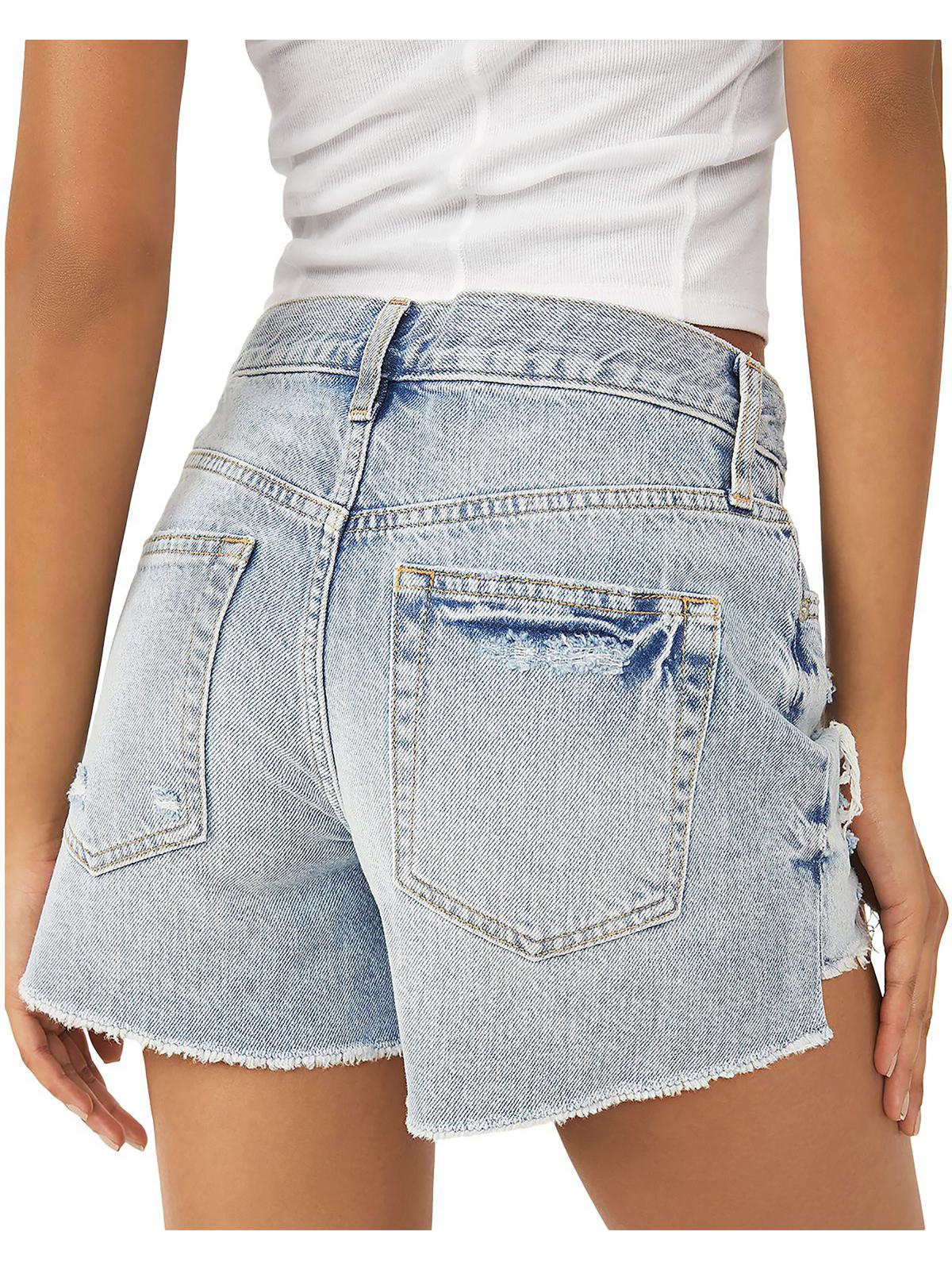 Free People Women's Maggie Distressed Shorts Blue Size 26