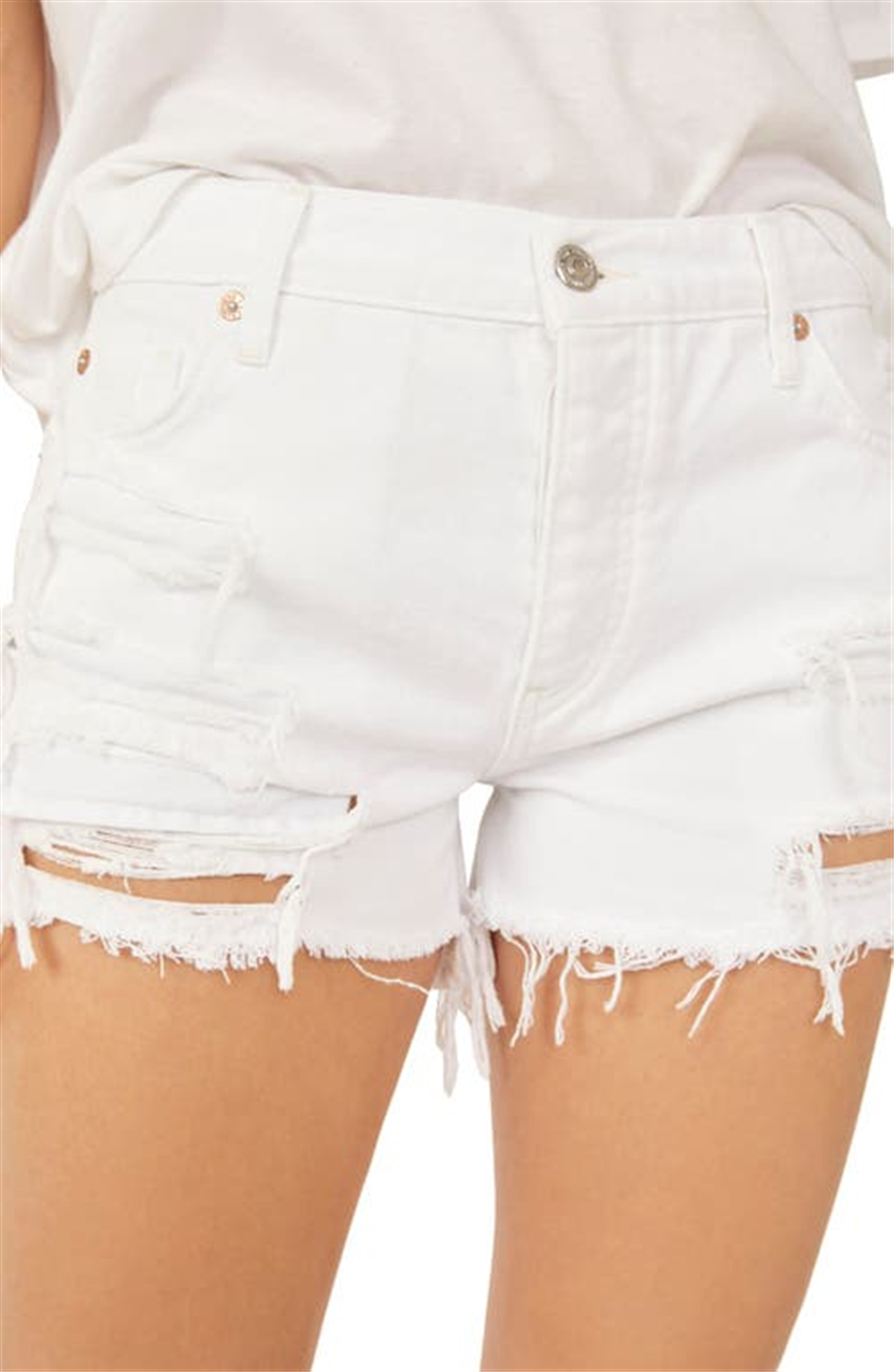 Free People Women's Maggie Distressed Shorts White Size 29