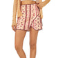 Free People Women's Cleo Print Faux Wrap Cotton Miniskirt Brown Size 6