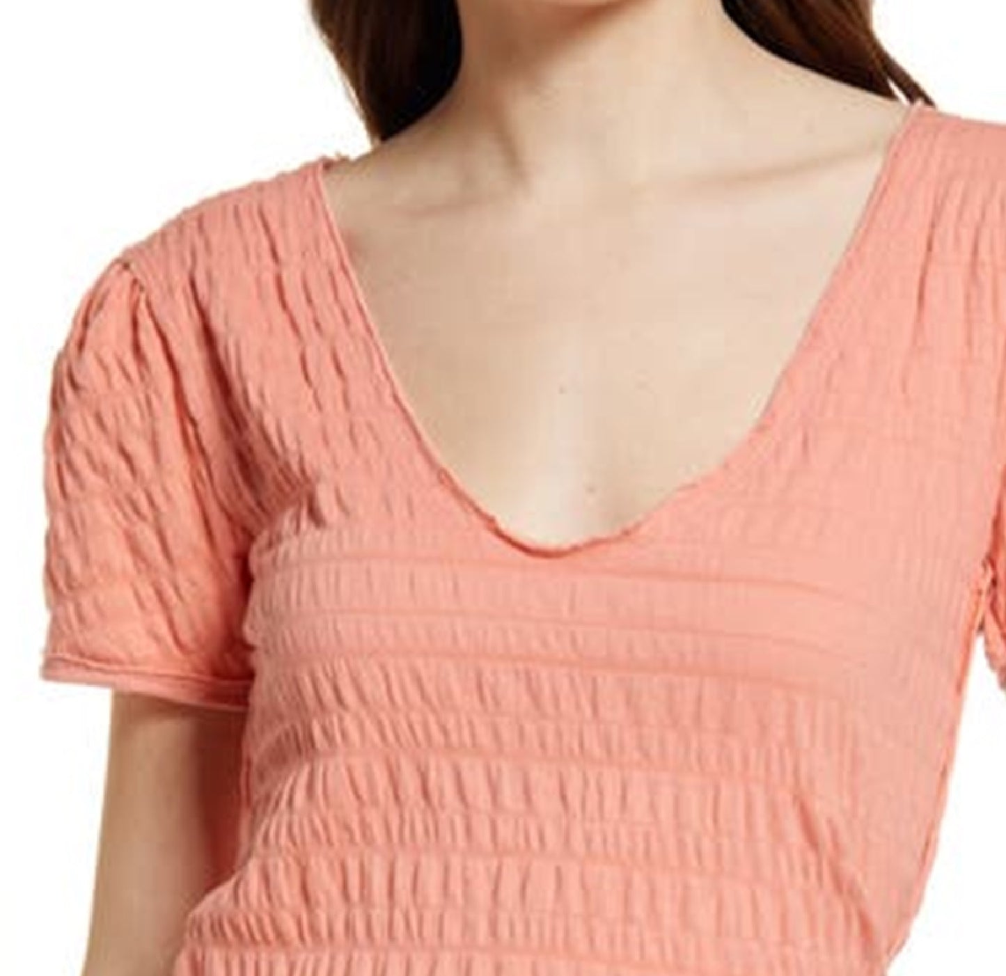 Free People Women's Sugar Cube V-Neck T-Shirt Pink Size Small