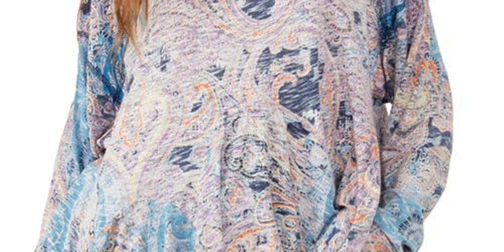 Free People Women's Making Circles Paisley Cotton & Modal T-Shirt Blue Size X-Small