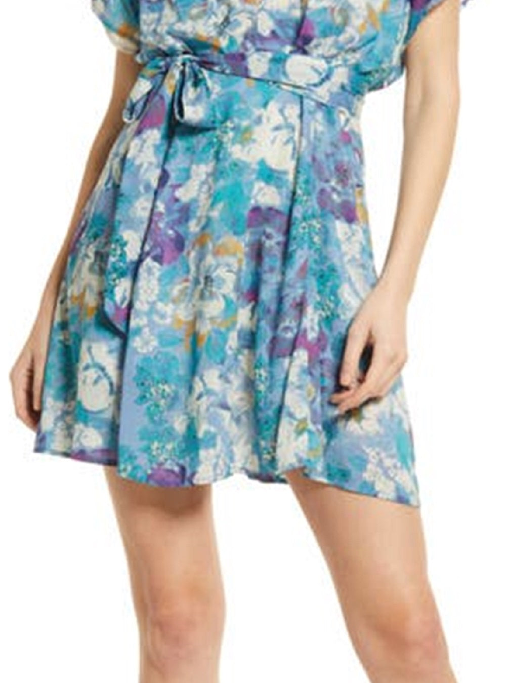 Free People Women's Freddy Tie Waist Minidress Blue Size Large