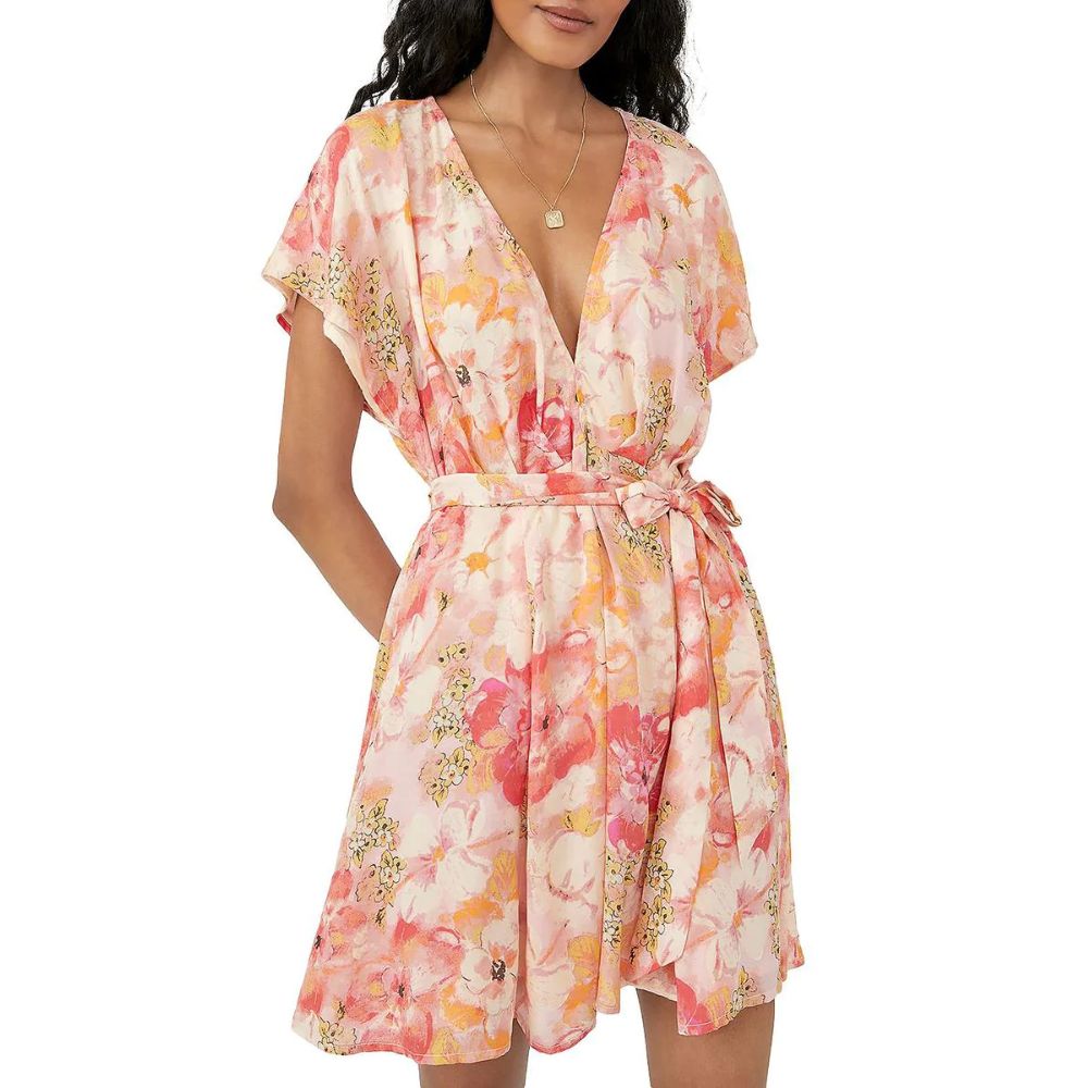 Free People Women's Freddy Tie Waist Minidress Pink Size X-Small