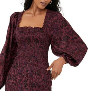 Free People Women's Smock It To Me Long Sleeve Minidress Black Size Medium