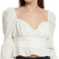 Free People Women's Chloe Smocked Tie Neck Cotton Top White Size X-Small