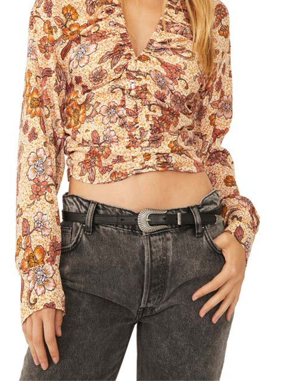 Free People Women's Got You Print Crop Top Brown Size Medium