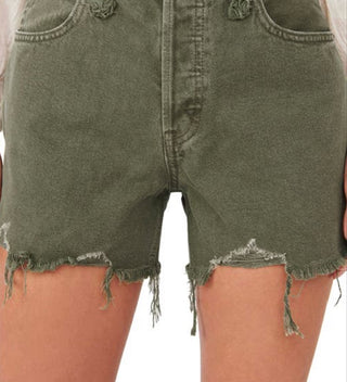 Free People Women's Makai Ripped Cutoff Denim Shorts Green Size 28