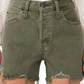 Free People Women's Makai Ripped Cutoff Denim Shorts Green Size 28