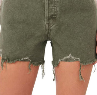 Free People Women's Makai Ripped Cutoff Denim Shorts Green Size 29
