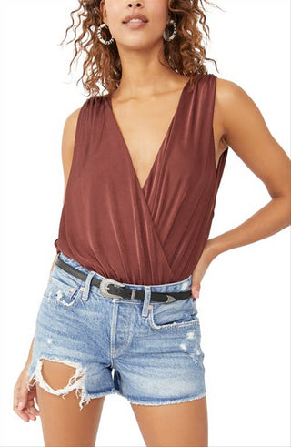 Free People Night Owl Bodysuit in Nutmeg Size S