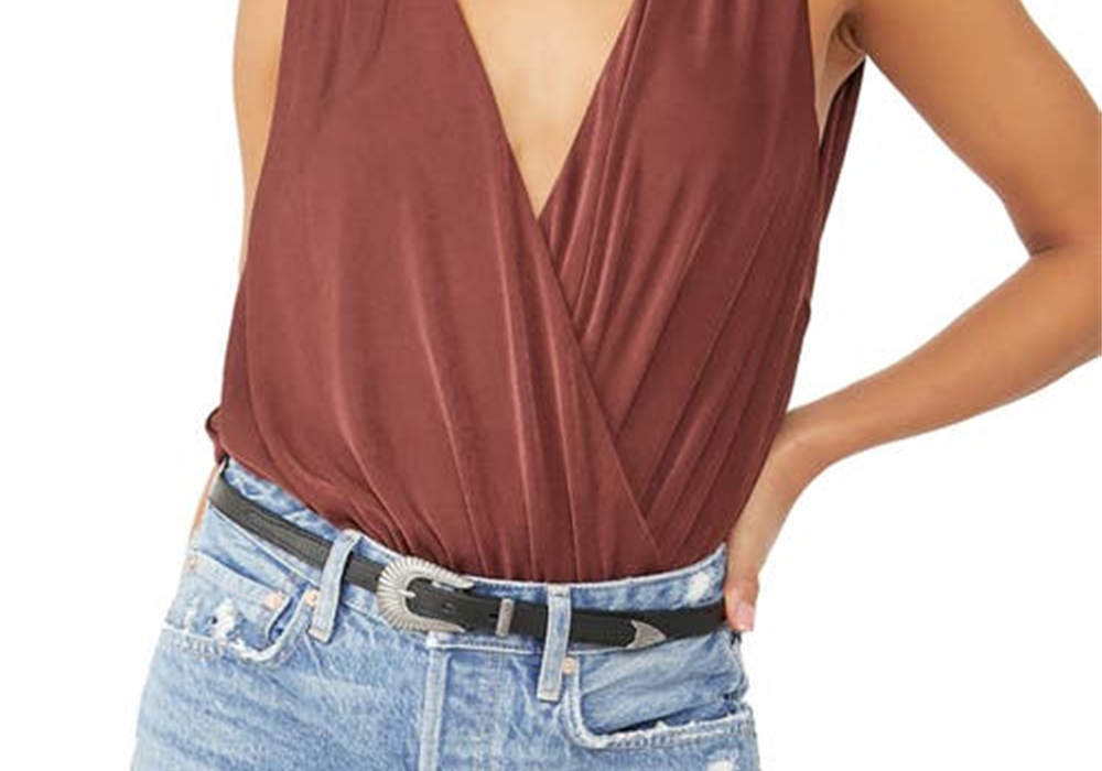 Free People Night Owl Bodysuit in Nutmeg Size S