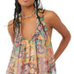 Free People Women's Strawberry Print Halter Tank Green Size X-Small