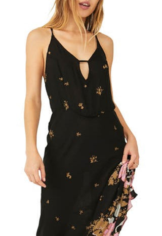 Free People Women's Get To You Floral Maxi Sundress Black Size Medium