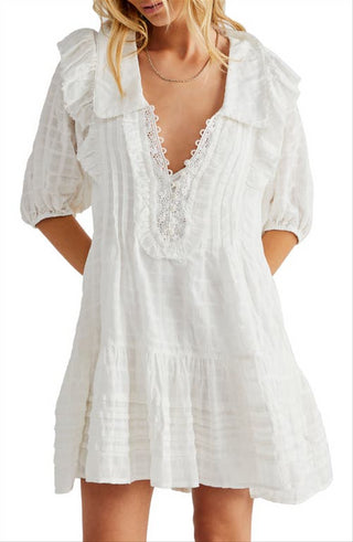 Free People Women's Elora Tonal Windowpane Check Minidress White Size X-Small