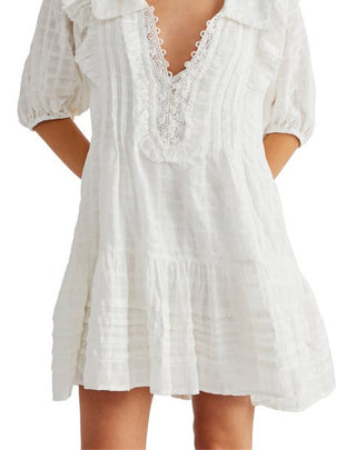 Free People Women's Elora Tonal Windowpane Check Minidress White Size X-Small