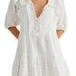 Free People Women's Elora Tonal Windowpane Check Minidress White Size Small