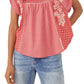 Free People Women's Half Moon Gingham Check Shirt Red Size Large