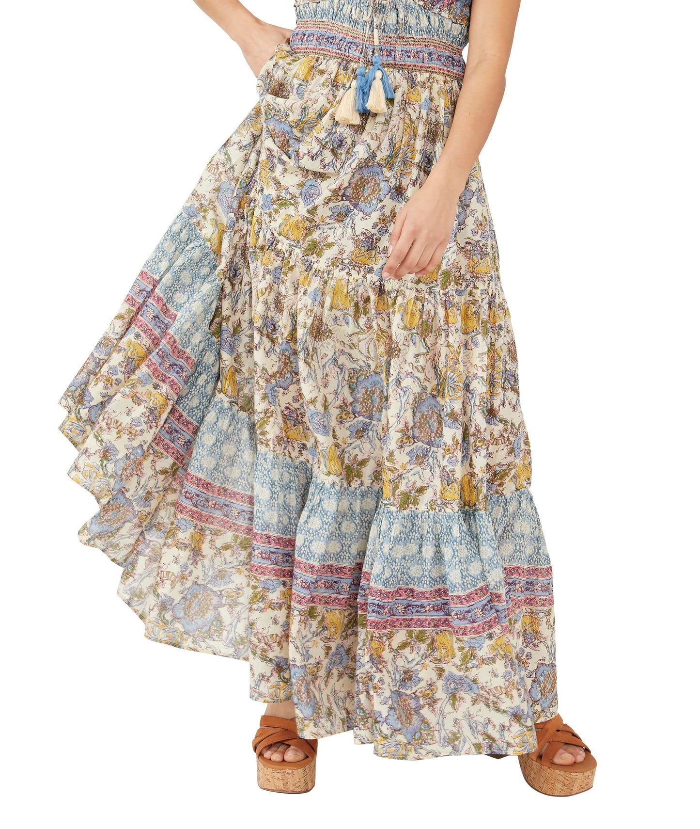 Free People Women's Real Love Print Maxi Dress Gray Size Large