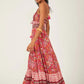 Free People Women's Real Love Print Maxi Dress Red Size Large
