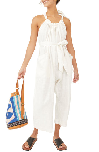 Free People Henriette Jumpsuit, Ivory, Size XL