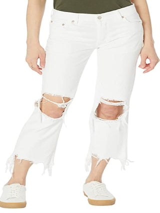 Free People Women'se Maggie Mid Rise Straight Leg White Size 26