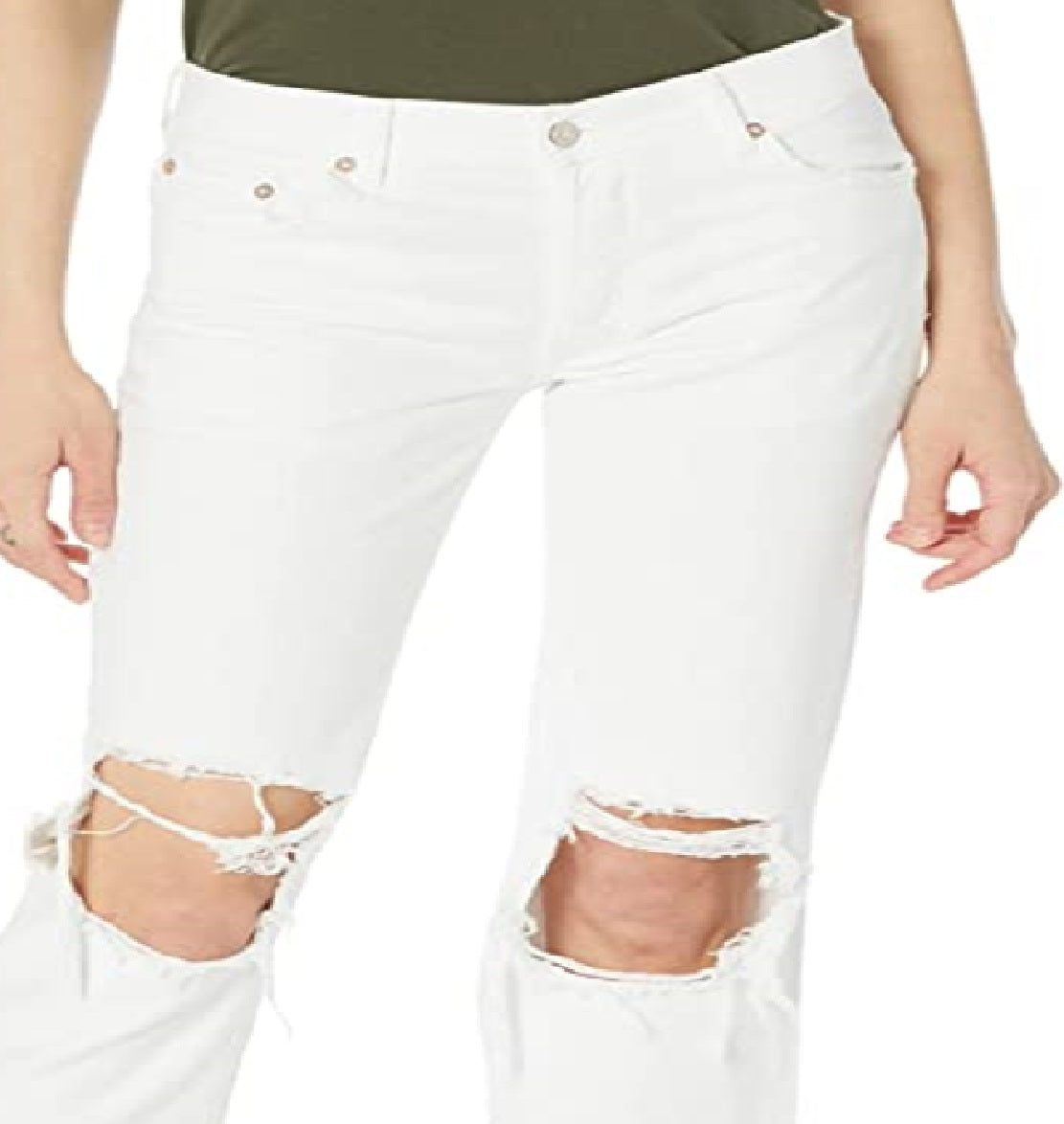 Free People Women'se Maggie Mid Rise Straight Leg White Size 26